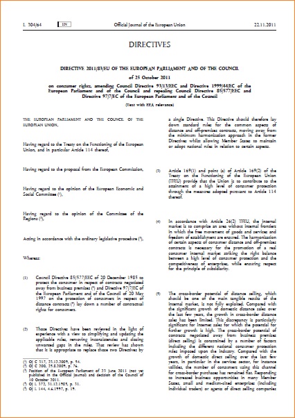 Directive 2011 83 EC on consumer rights